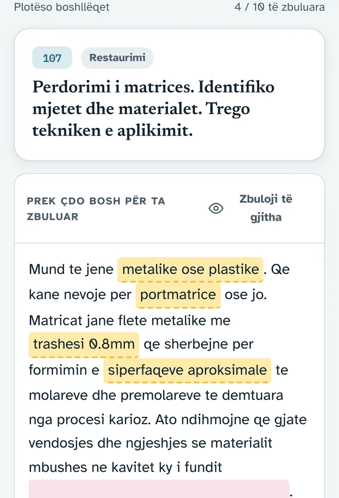 Ushtrimi Plotëso boshllëqet në telefon